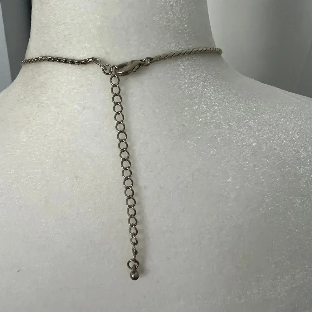 Silver tone pearl charm adjustable fancy elegant chic necklace